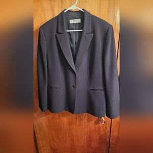 Women's Classic Navy Blue Pinstripe Blazer